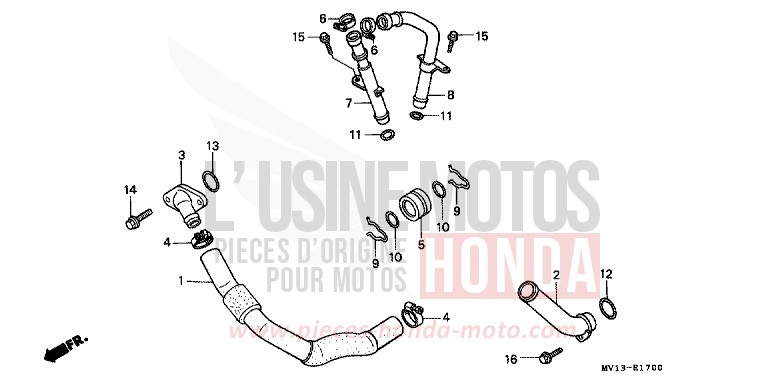 WASSERROHR von Africa Twin 750 SCHWARZ (NH1K) von 1990